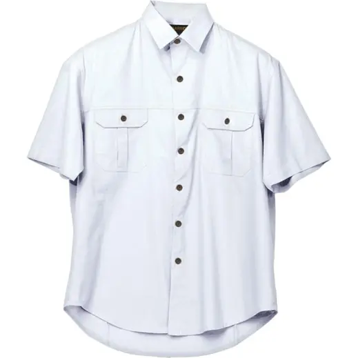 White Mens Plain Bush Shirt